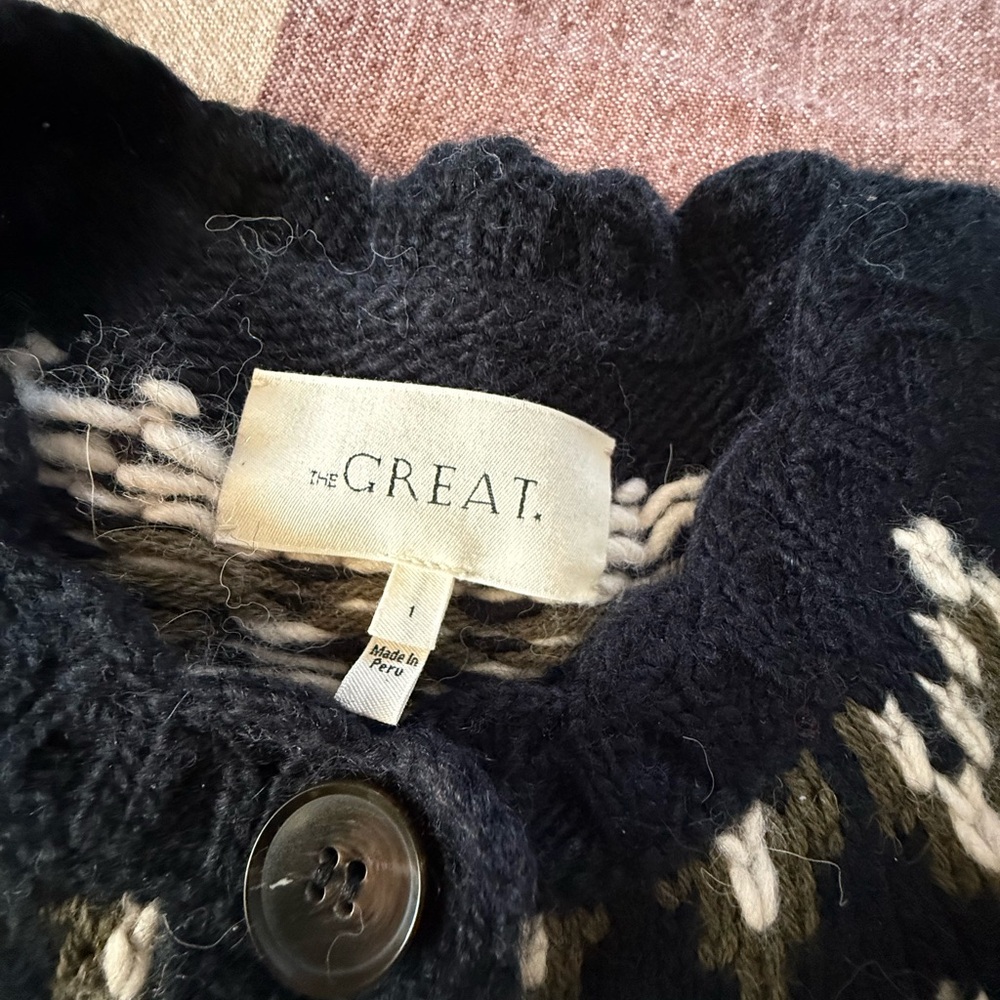 THE GREAT. Ice Rink Cardigan in Festive Fair Isle EUC - Picture 6 of 7